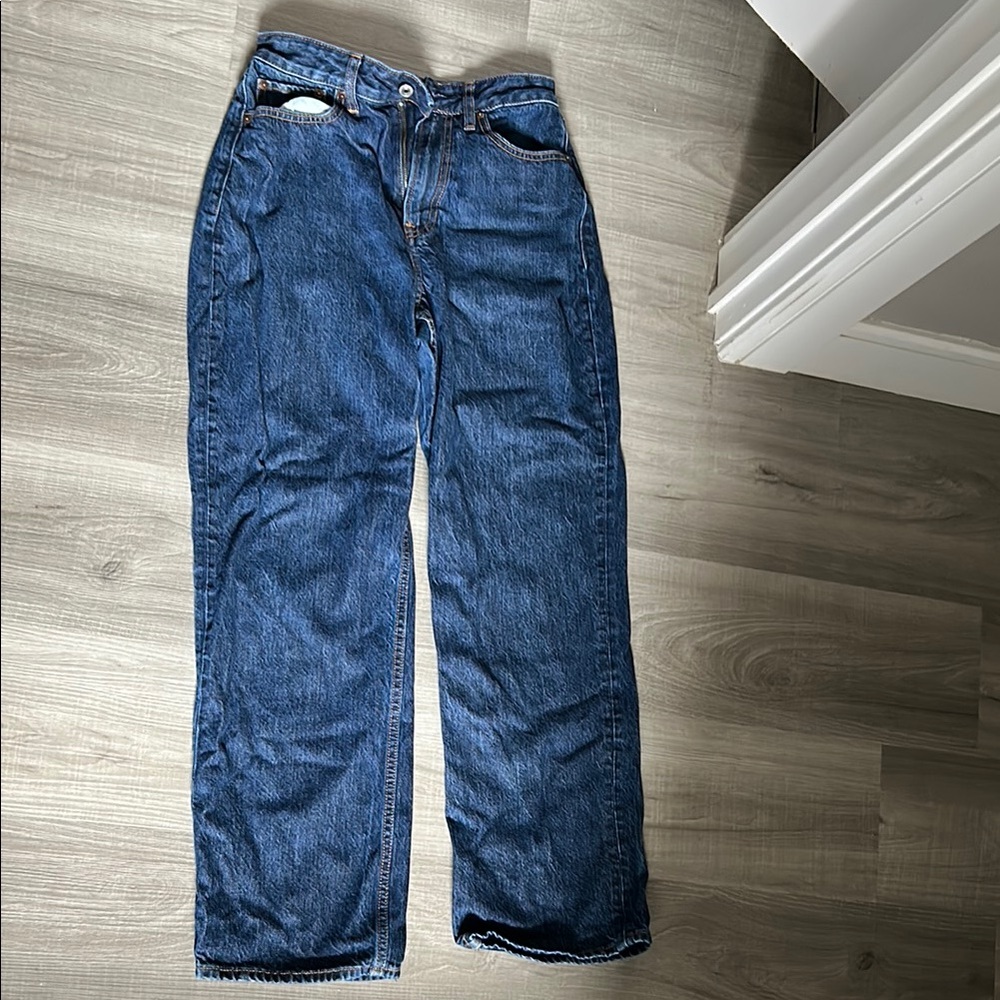 Abercrombie & Fitch Curve Love Dark Blue High Rise Loose Jeans